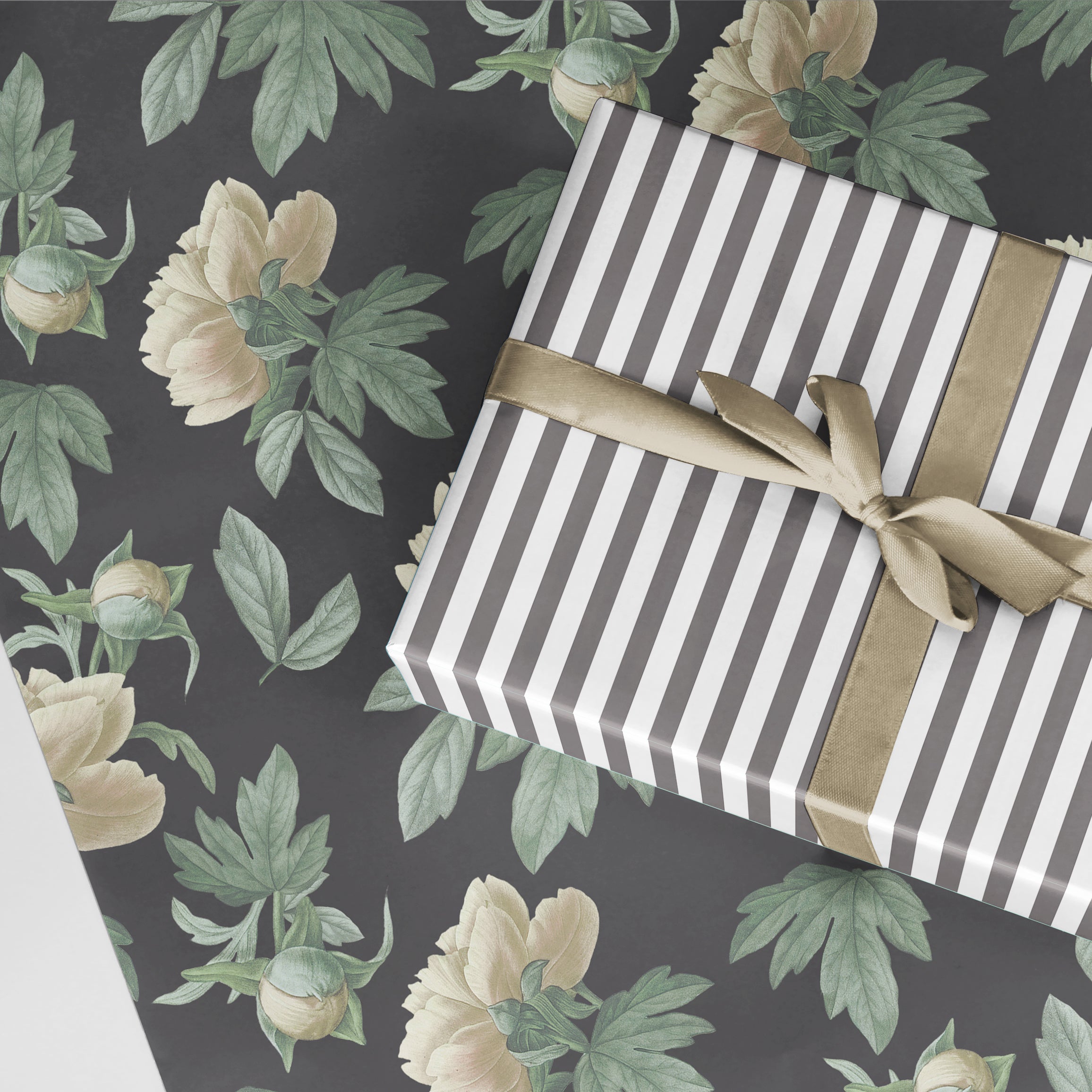 Wrapping Paper: Sage French Stripe gift Wrap, Birthday, Holiday
