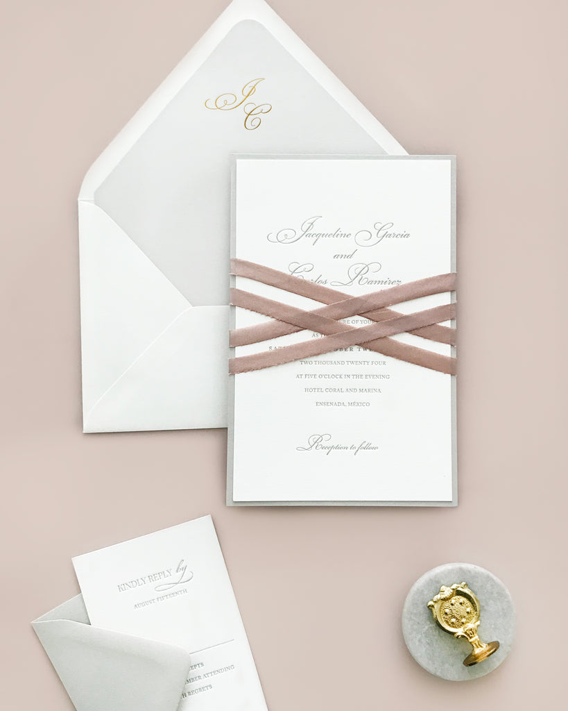 Jacqueline Traditional Letterpress Wedding Invite