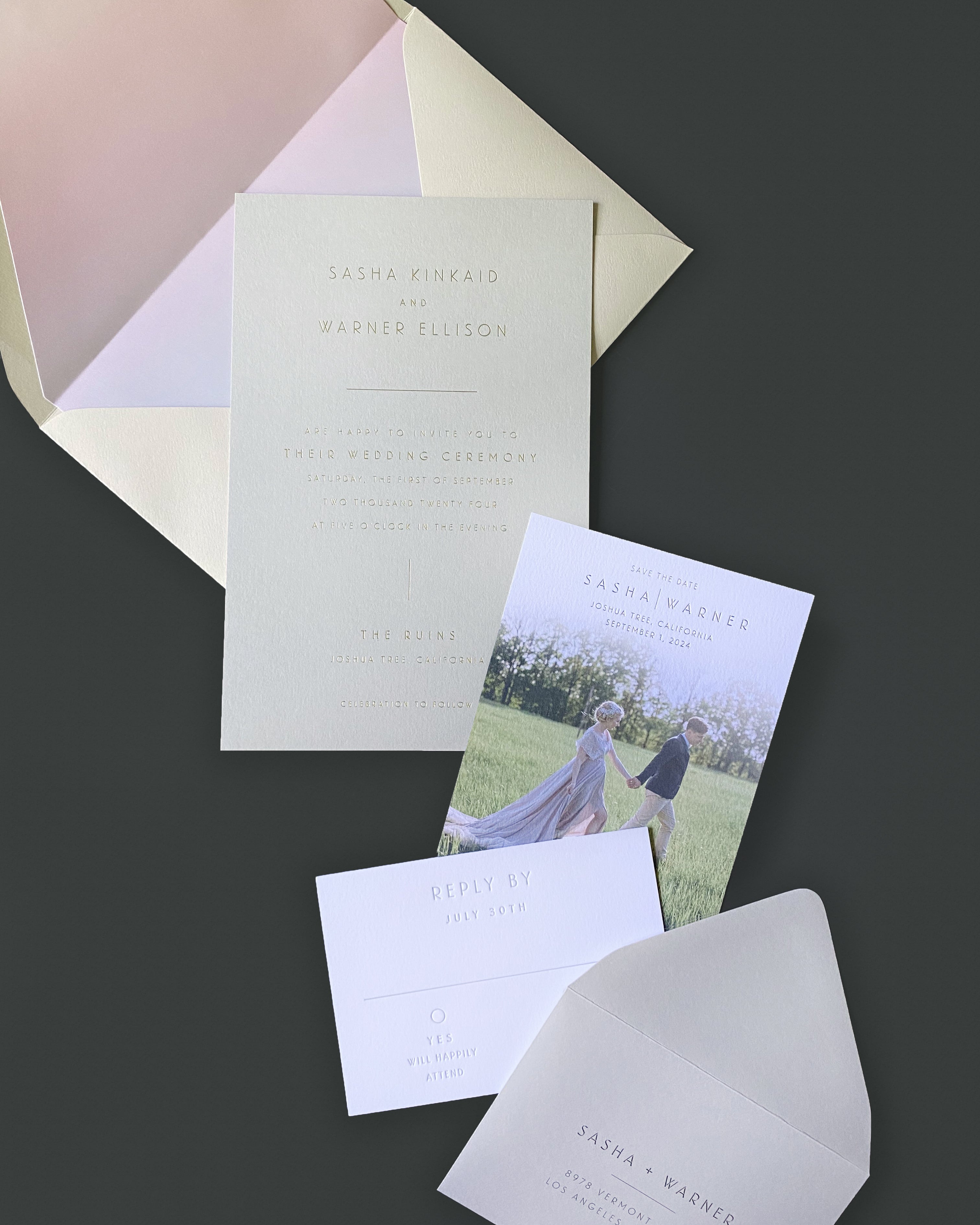 Sasha Matte Gold Foil Invites – Smitten on Paper