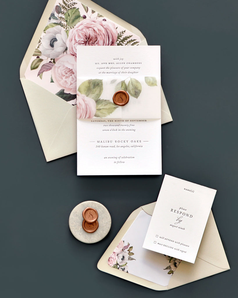 Sydney Floral Letterpress Wedding Invites