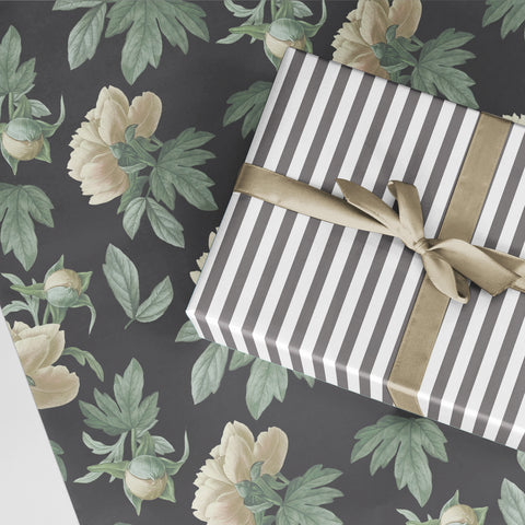 Sage Green Roses Design Wrapping Paper Sheets For Gift Packing