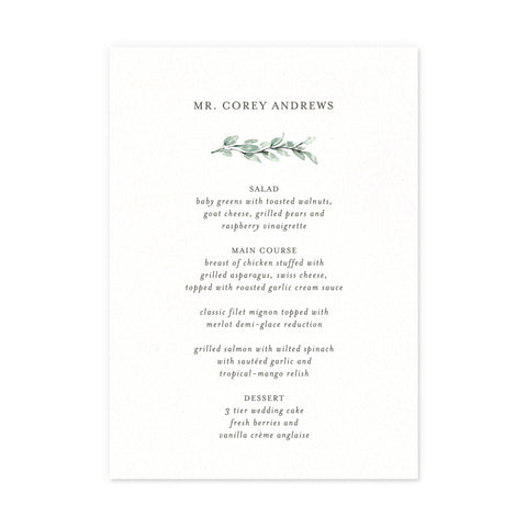 Menus with guest name