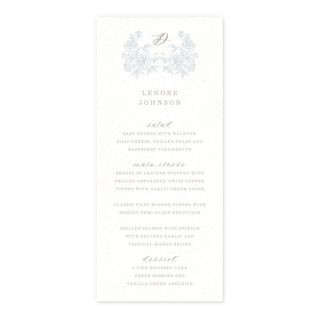 Luxe Menu with Guest Name