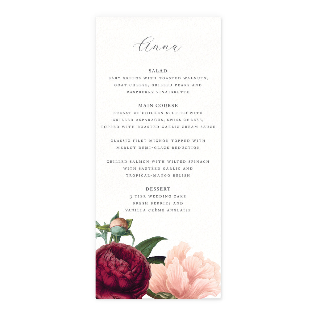 Menus with guest name