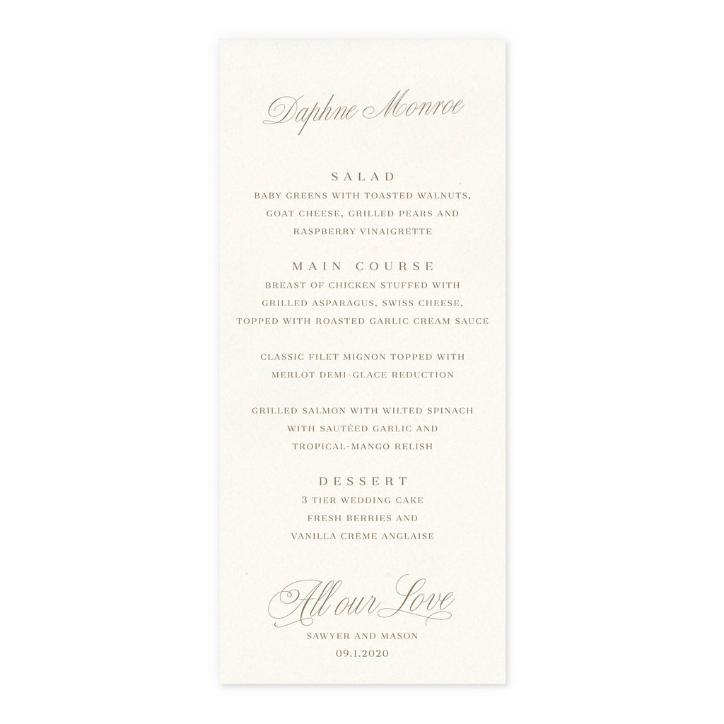 Luxe Menu with Guest Name