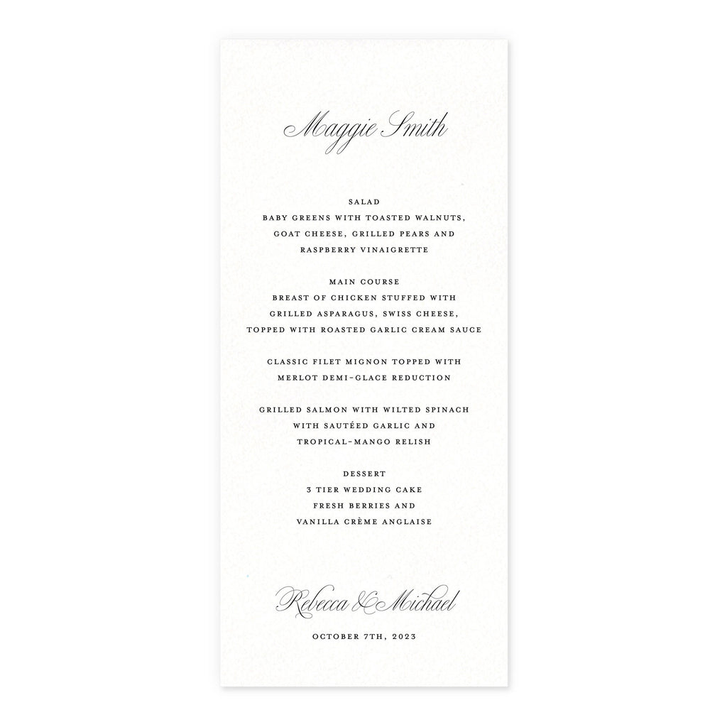 Menus with guest name